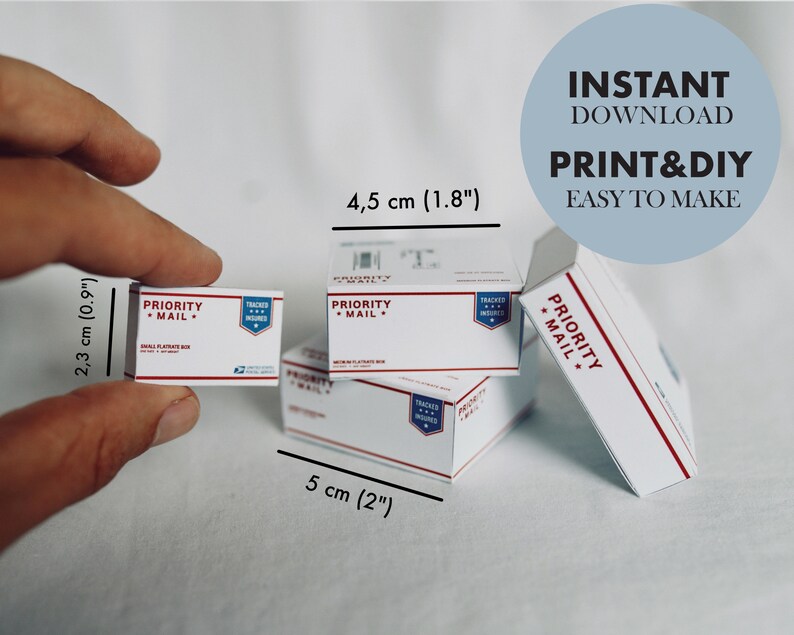 Mini USPS Priority Mail BOX template Instant Download Etsy