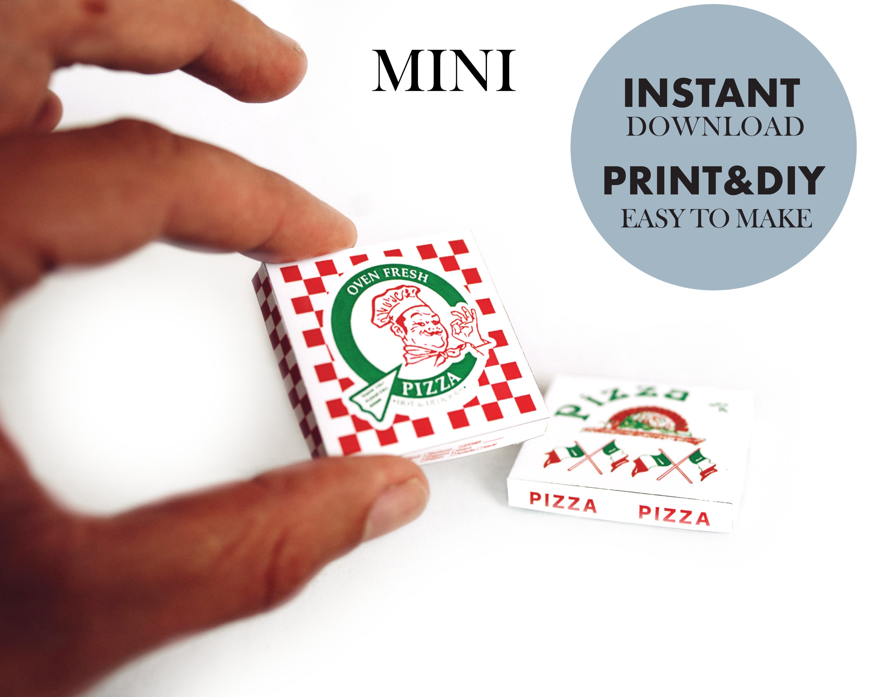 Mini Pizza Boxes Template Instant Download Printable Food 