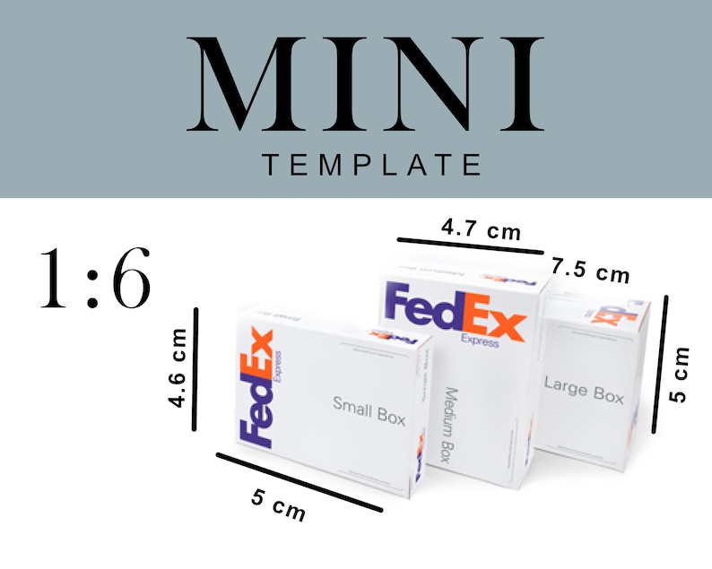 Mini FedEx Ground Box Template Instant Download printable | Etsy