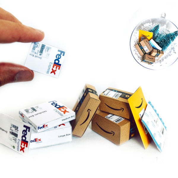 Mini AMAZON BOX 1:6, Envelope, Fedex COMBO, template, Instant Download printable Packages