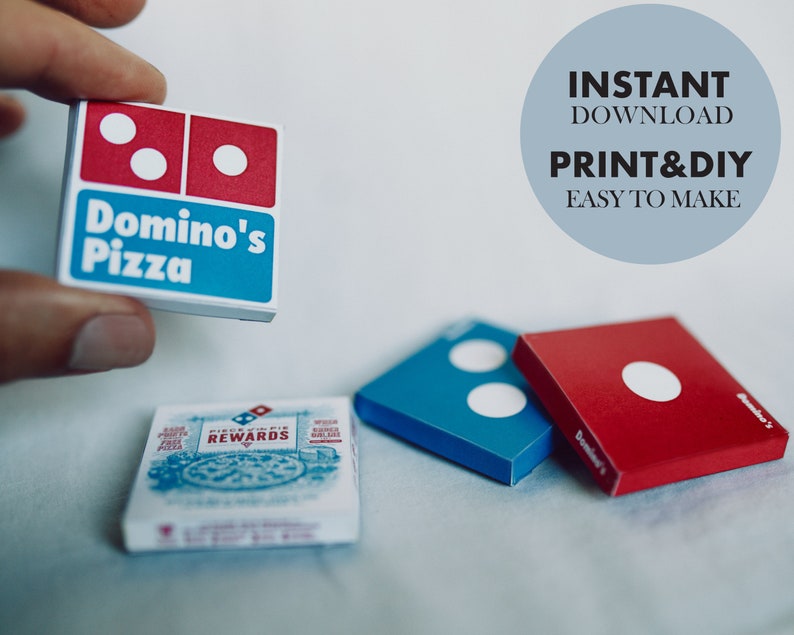 DOMINOS Mini Pizza Boxes Template Instant Download Printable Etsy