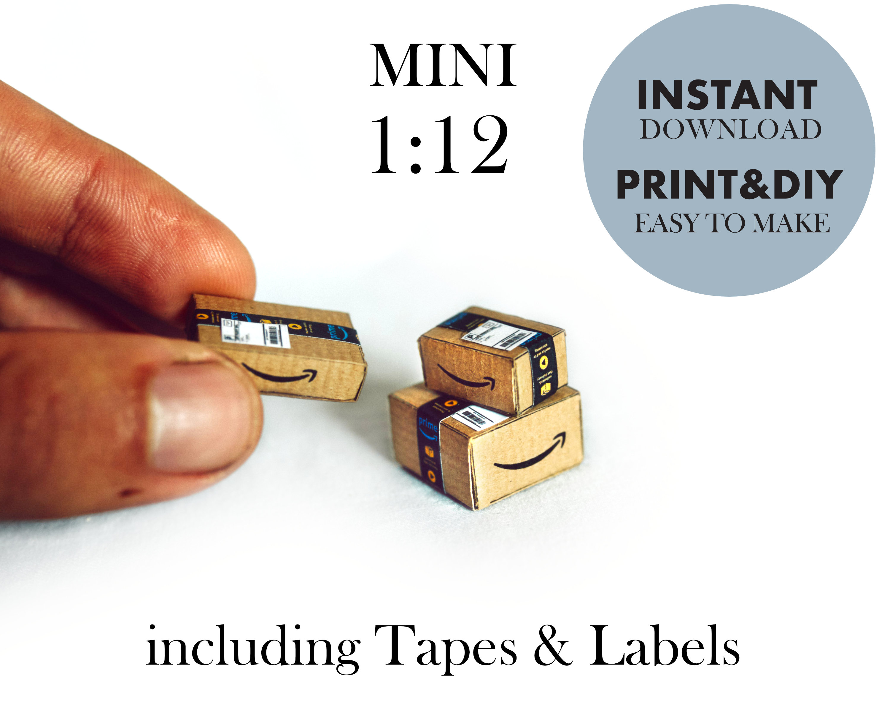 Mini Amazon Box 112 Template Instant Download Printable Etsy