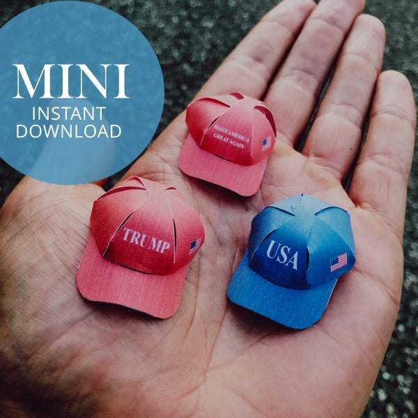 MAGA Miniature Hats, Trump, USA Mini printable Cap template diy