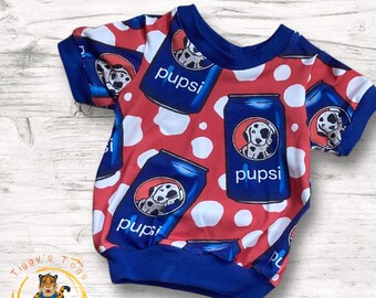 Dalmatian Pupsi Drinks Can T shirt - Ages 0-10Y choice of cuff colour and sleeve length