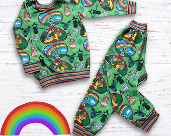 Organic Cotton Wizard of Oz matching leggings and long sleeve shirt, Ages 0-10Y, Made to order