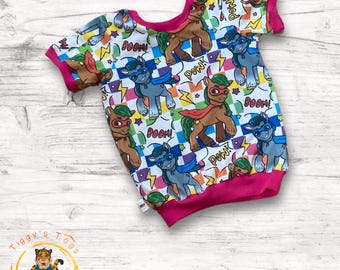 Superhero Ponies T shirt - Ages 0-10Y choice of cuff colour and sleeve length