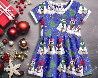 Spooky Christmas Carollers party dress t-shirt dress, long sleeved, round  or popper Age Organic