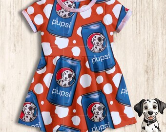 Pupsi Dalmatian Summer Dress - t-shirt dress, long sleeved or sleeveless pinafore with pockets. Age 0-10years. Organic fabric.