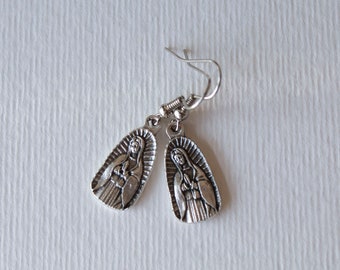 Our Lady of Guadalupe Antique Silver Earrings .75”