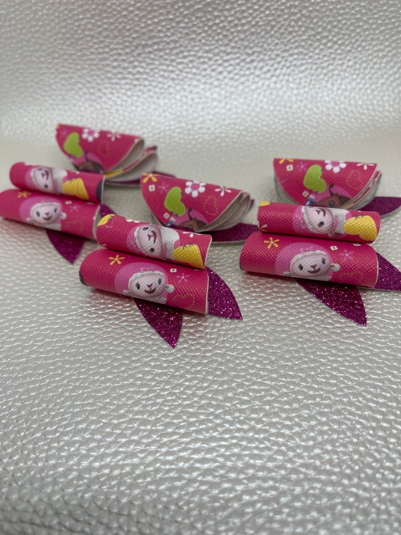 Double bow Pink glitter bow. Doc McStuffin bow Cartoon Bow