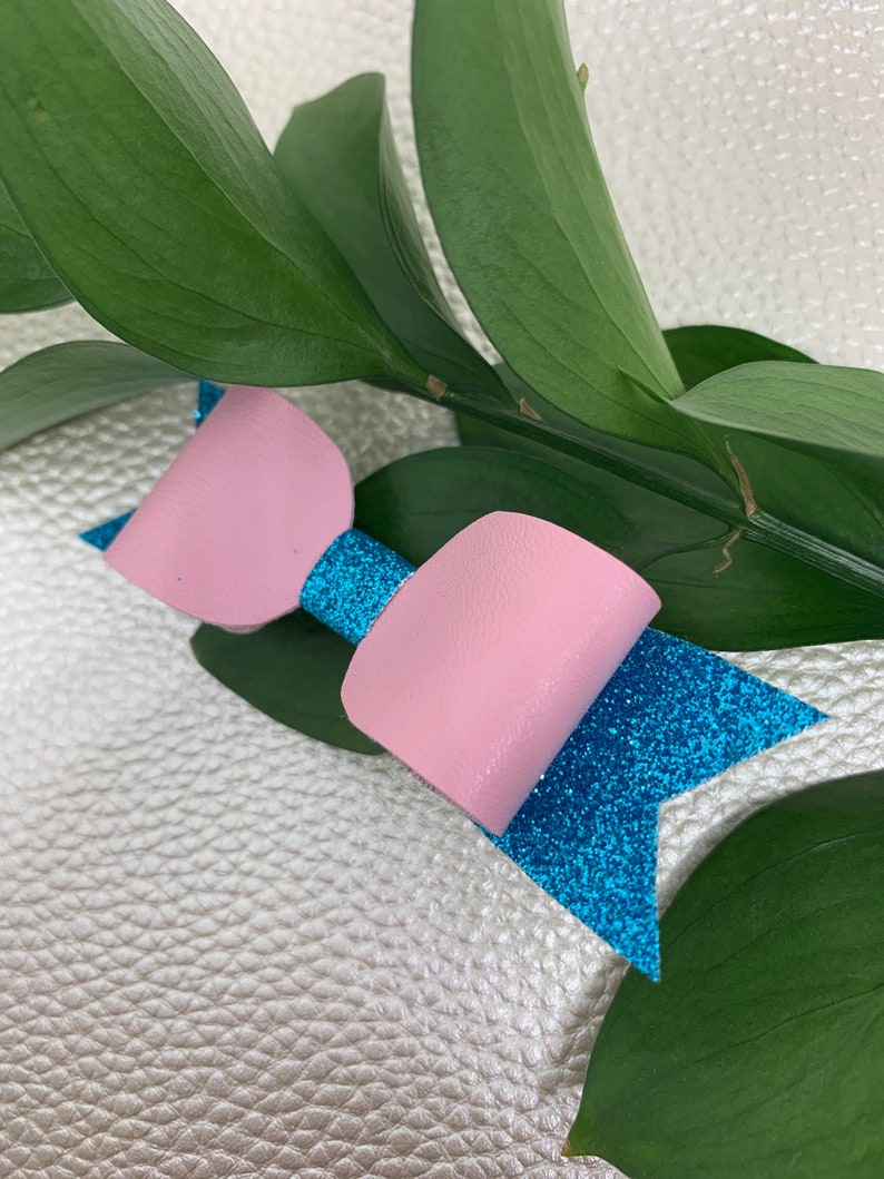 Mini bow Baluch pink /& glitter blue