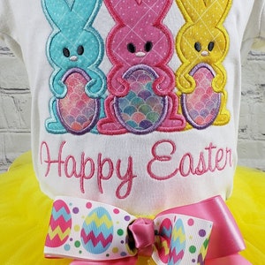 Girl Easter Outfit, Girl Easter Tutu Bunny Shirt, Easter Shirt, Ribbon Tutu, Personalized, Embroidered image 6