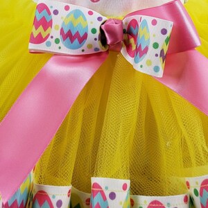 Girl Easter Outfit, Girl Easter Tutu Bunny Shirt, Easter Shirt, Ribbon Tutu, Personalized, Embroidered image 4