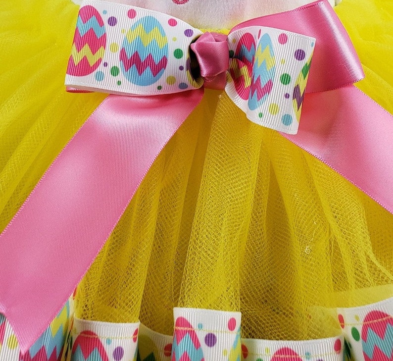 Girl Easter Outfit, Girl Easter Tutu Bunny Shirt, Easter Shirt, Ribbon Tutu, Personalized, Embroidered image 4