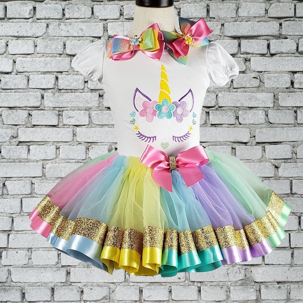 Multicoloured Unicorn Tutu Set (Age 3-6)