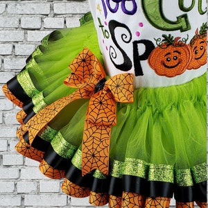 Girl Halloween Outfit, Halloween Costume, To Cute To Spook Shirt, Halloween Shirt, Ribbon Trim Tutu, Personalized, Embroidered, Any Size bild 5