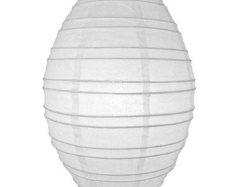 White Kawaii Unique Oval Egg Shaped Paper Lantern, 10-inch x 14-inch