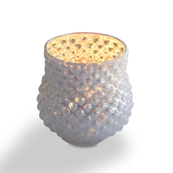 Mercury Glass Vase w/ Silver Oak Leaves main image 1