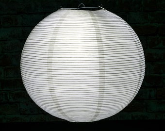 20" White Fine Line Premium Even Ribbing Paper Lantern, Extra Sturdy