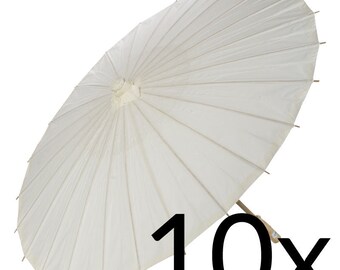 BULK PACK (10) 32" Beige / Ivory Paper Parasol Umbrellas