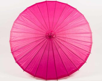32" Fuchsia Paper Parasol Umbrella with Elegant Handle