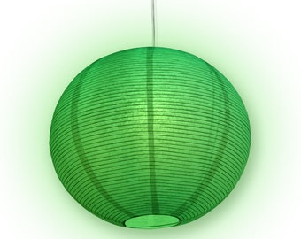 White Fine Line Premium Paper Lantern Pendant Cord Kit, Switch, E12, Green Bulb