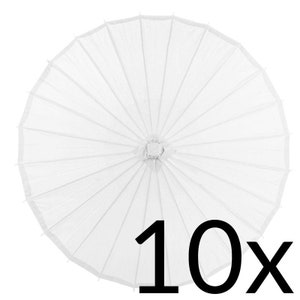 BULK PACK (10) 32" White Paper Parasol Umbrellas