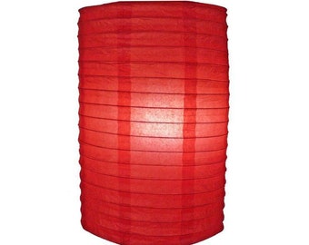 8" Red Cylinder Paper Lantern