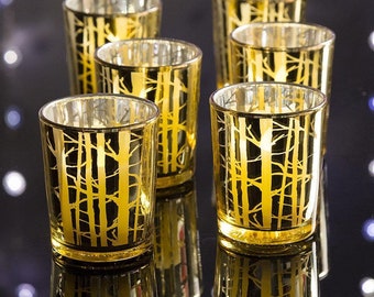 INEYMALL Table Candle Holder with 5 Votive Glass Cups. Candle Not Included 