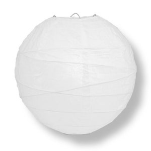 14" White Round Paper Lantern, Crisscross Ribbing, Chinese Hanging Wedding & Party Decoration