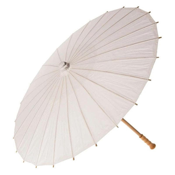 32" Wedding White Paper Parasol Umbrellas with Long Elegant Handle