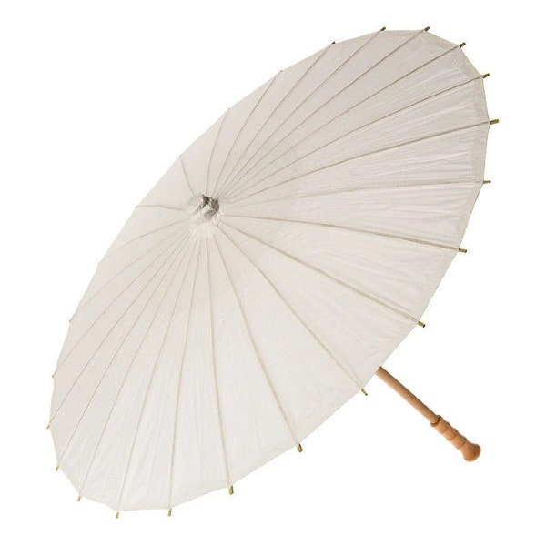 28" Wedding Beige Paper Parasol Umbrellas with Elegant Handle