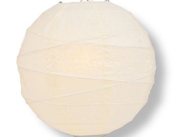 BULK PACK (6) 42" Beige / Ivory Jumbo Round Paper Lantern, Crisscross Ribbing, Chinese Hanging Wedding & Party Decoration