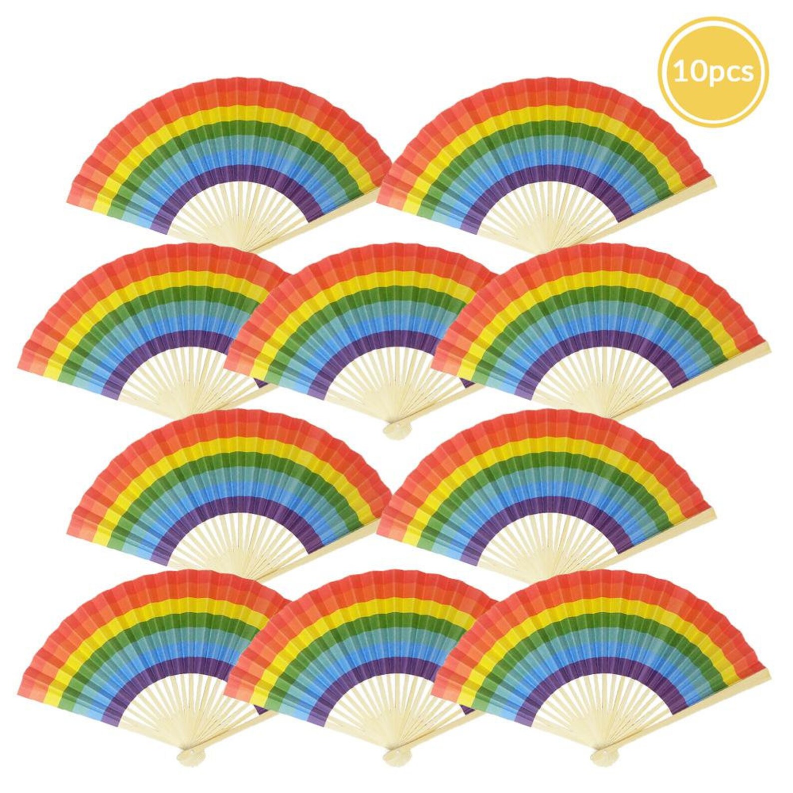 9 Rainbow Multicolor Paper Hand Fans for Weddings Etsy