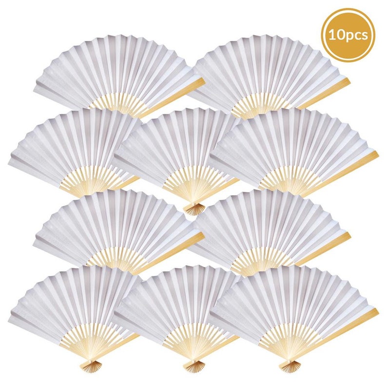 9 White Paper Hand Fans for Weddings Premium Paper Etsy