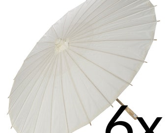 BULK PACK (6) 32" Beige / Ivory Paper Parasol Umbrellas