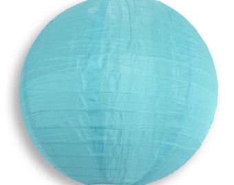 16" Sky Blue Shimmering Nylon Lantern, Even Ribbing, Durable, Hanging