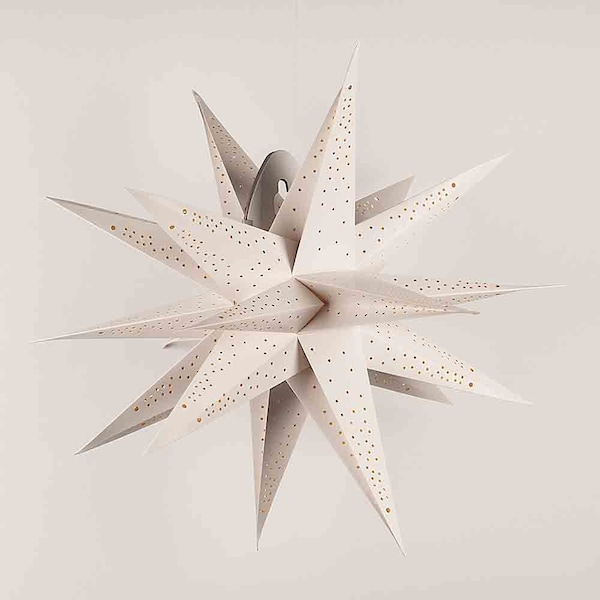 24" White Moravian Cut-Out Multi-Point Paper Star Lantern Lamp, Hanging Wedding & Party Decoration