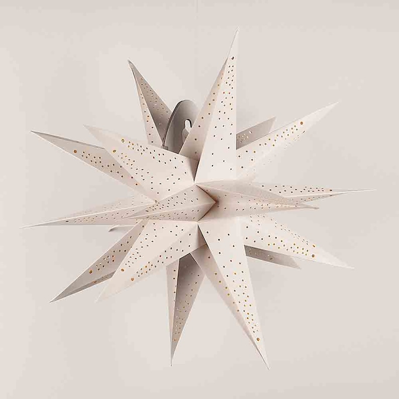 24 White Moravian Cut-Out Multi-Point Paper Star Lantern Lamp, Hanging Wedding & Party Decoration image 1