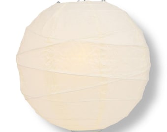 36" Beige / Ivory Jumbo Round Paper Lantern, Crisscross Ribbing, Chinese Hanging Wedding & Party Decoration