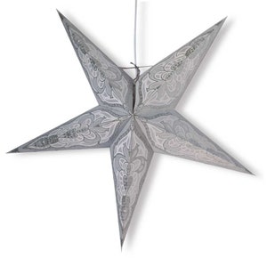 24" Grey Babylon Glitter Paper Star Lantern, Hanging Wedding & Party Decoration