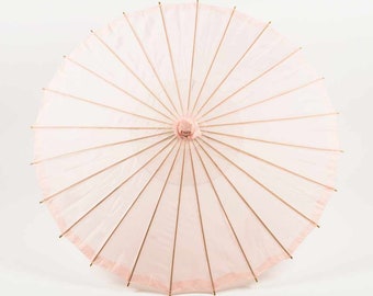 32" Rose Quartz Pink Parasol Umbrella, Premium Nylon with Elegant Handle