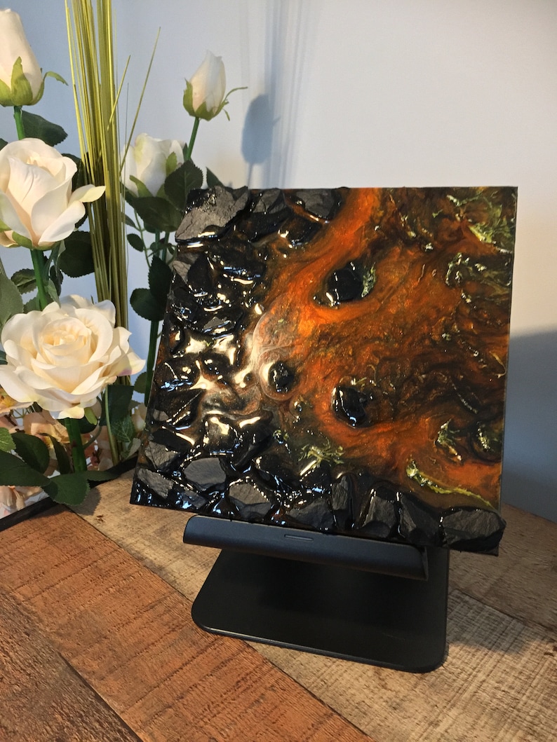 Lava Flow Epoxy Resin Painting Wooden Canvas slate Etsy