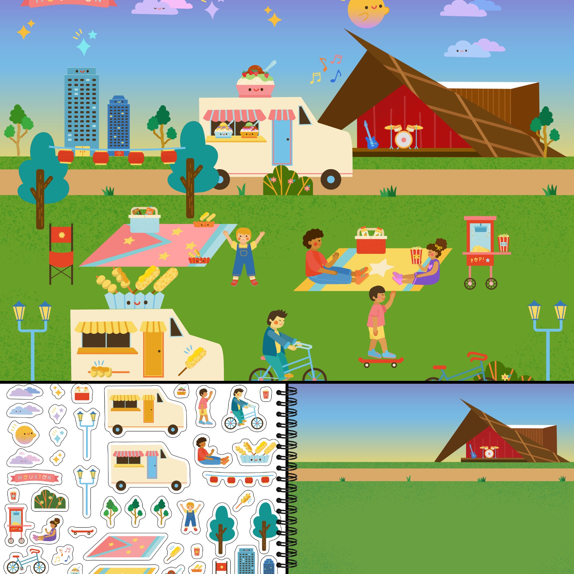 Side Activities Great Food Truck Sticker Coloring Book (500+ Stickers & 12 Scenes) by ...