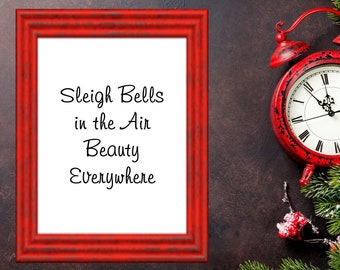 Sleigh Bells in the Air Lyrics (Christmastime is Here Verse 3) ~ Printable Download in 5 Sizes for Framed Art, Stickers & Planner Dashboard