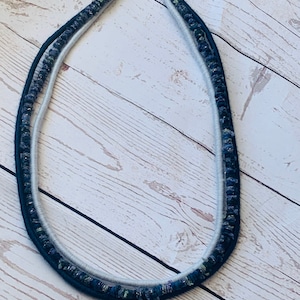 Multi-strand statement necklace - rope necklace - textile jewelry - cream and teal necklace