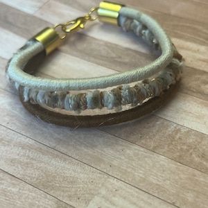 Neutral MultiStrand Bracelet - chunky bracelet - textile bracelet - rope jewelry - Boho jewelry