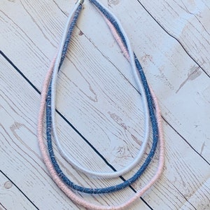 Multistrand Statement Necklace - Textile necklace - Boho - blue and pink necklace
