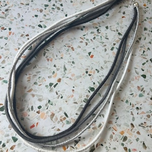 Multi strand Statement Necklace - mustard and navy textile necklace - boho textile necklace - rope necklace - black and white ombré