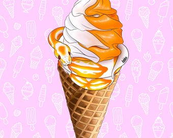 Orange creamsicle ball python art print